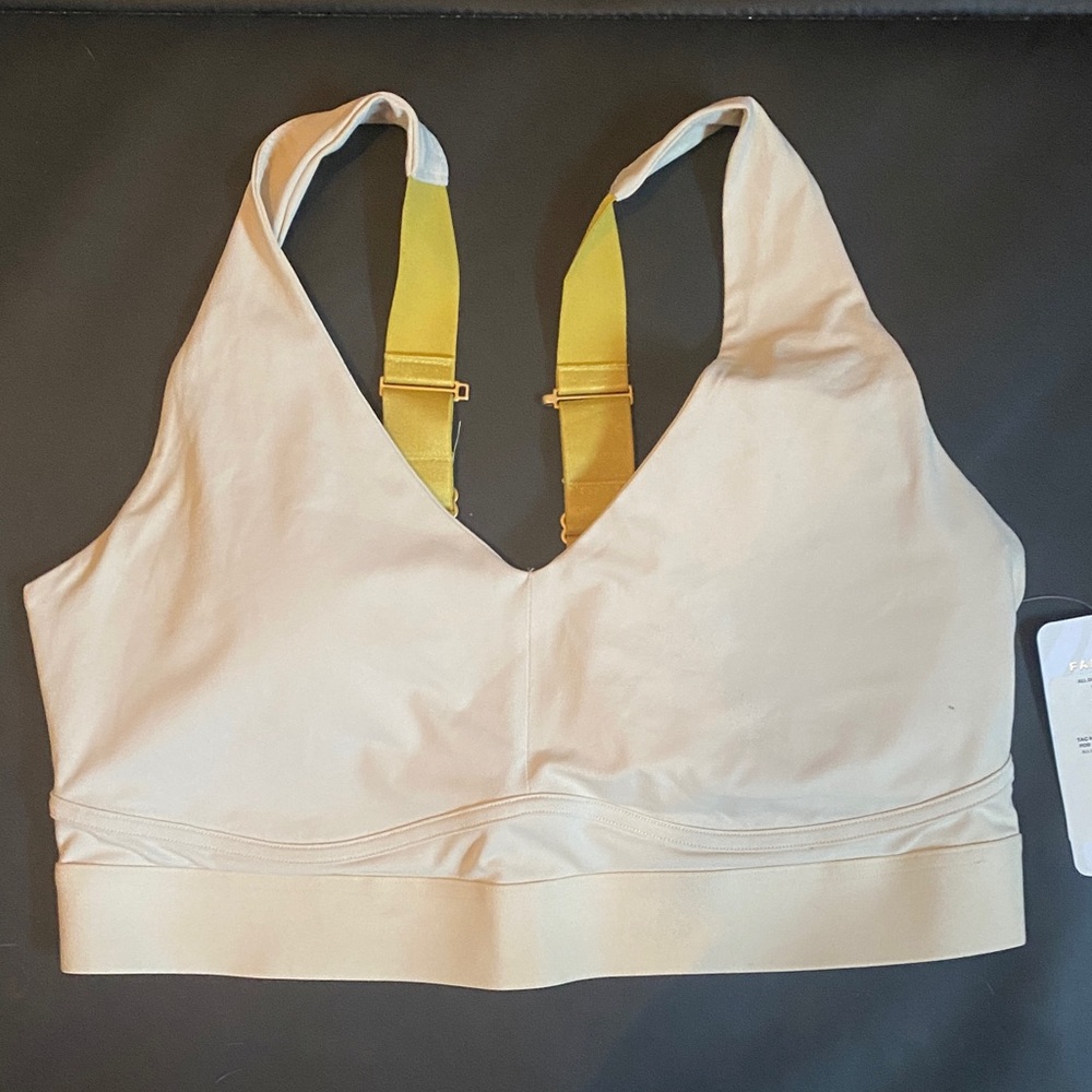 Fabletics Cream and Yellow Sports Bra